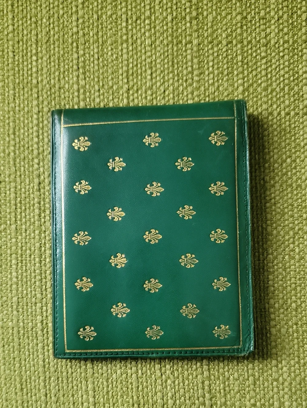Green Leather Bifold Wallet with Gold Goat Accent